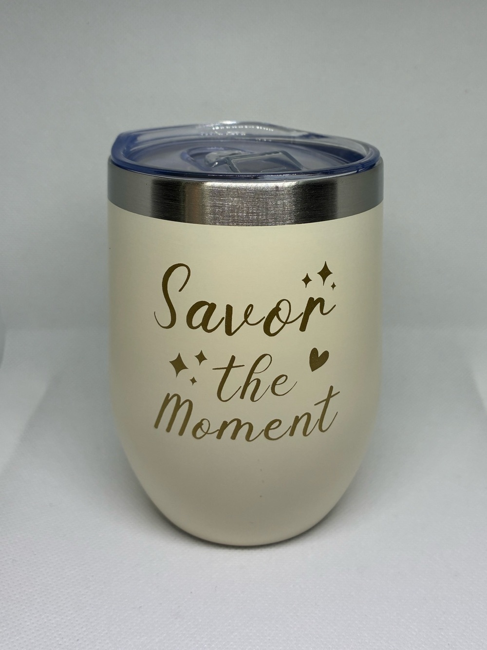 Cream 'Savor the Moment' Insulated Wine Tumbler
